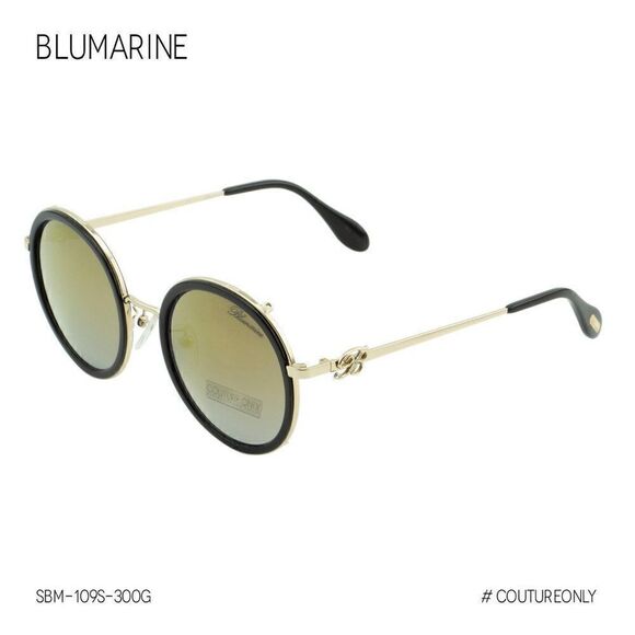 New Blumarine Black & Gold Women Sunglasses Round SBM-109S-300G Faux-Fur Limited - Picture 10 of 14